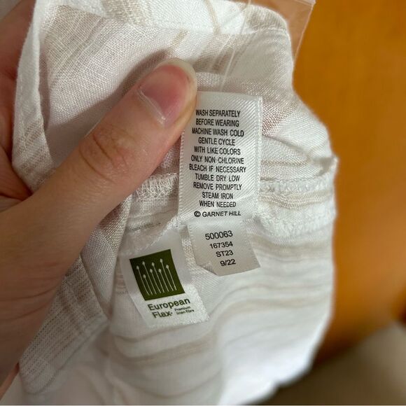 Garnet Hill Linen High-Low Midi Length Cover Up Dress Salt Mini Stripe $149 - Picture 10 of 14